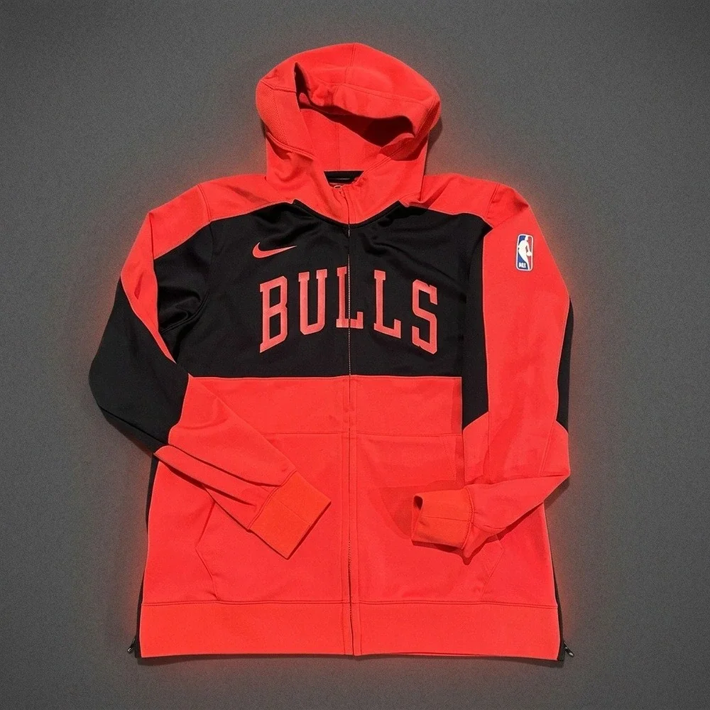 Nike Chicago Bulls Showtime Dri-FIT Full Zip Hoodie Mens Large Red FV1516 NWT